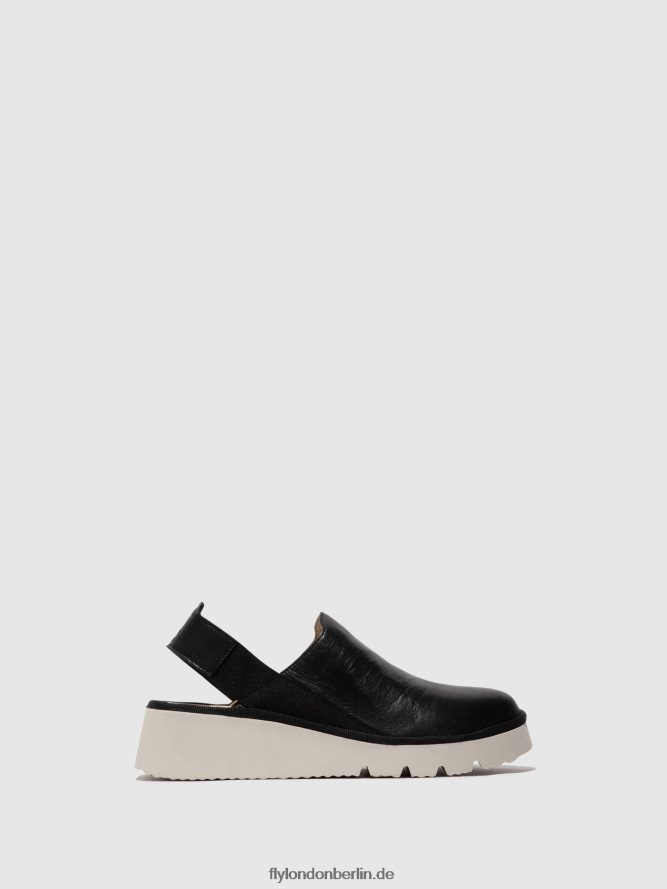 Frauen Fly London Schwarz Slingback-Schuhe plog430 DP8RD8645