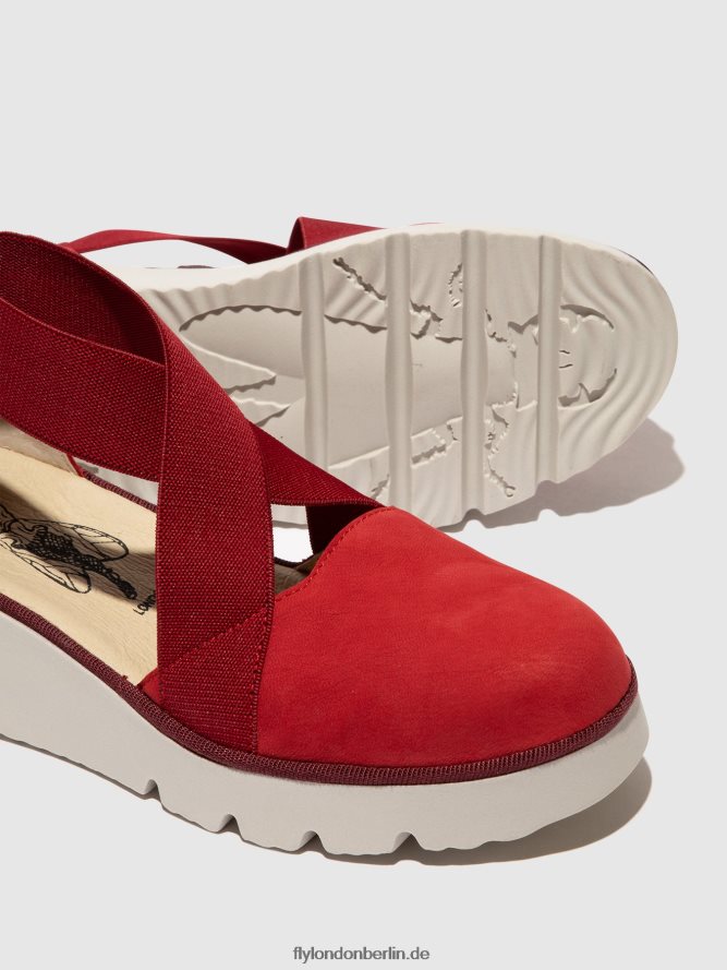 Frauen Fly London Lippenstift rot elastische Schuhe Pacy415 DP8RD8660