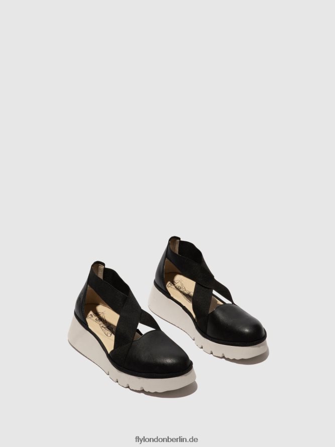 Frauen Fly London Schwarz elastische Schuhe Pacy415 DP8RD8661
