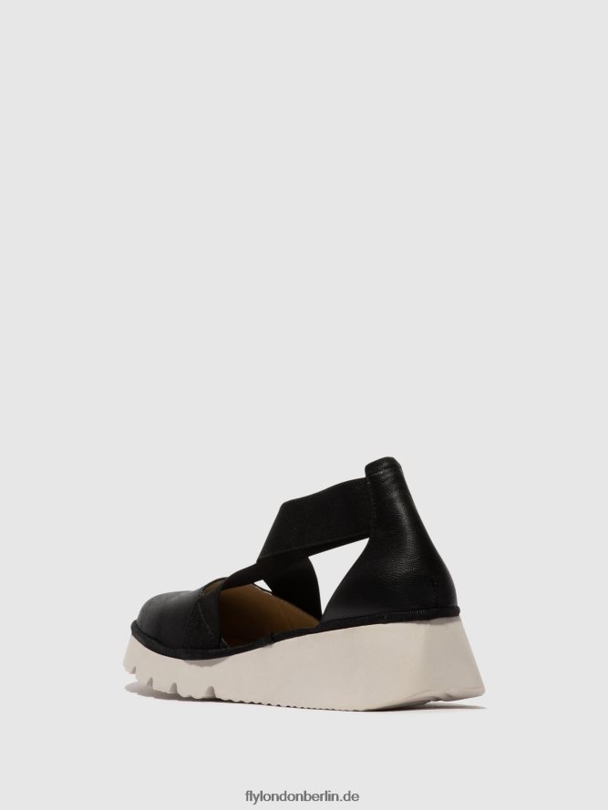 Frauen Fly London Schwarz elastische Schuhe Pacy415 DP8RD8661