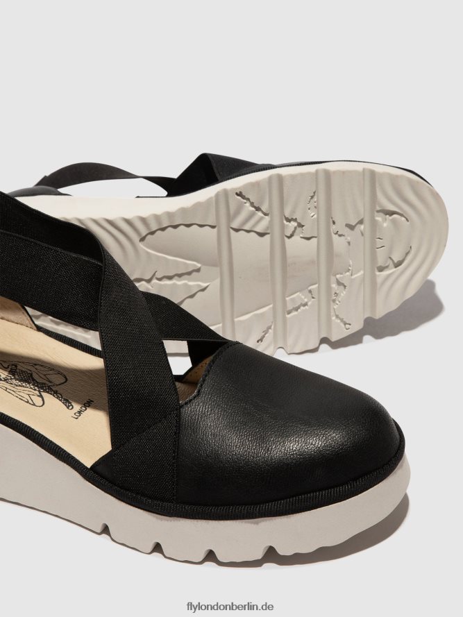 Frauen Fly London Schwarz elastische Schuhe Pacy415 DP8RD8661