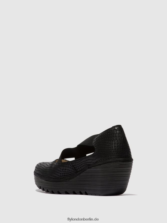 Frauen Fly London Schwarz elastische Schuhe yoly402 DP8RD8684