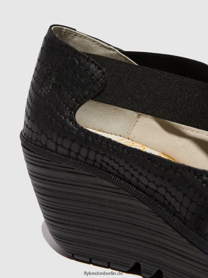 Frauen Fly London Schwarz elastische Schuhe yoly402 DP8RD8684