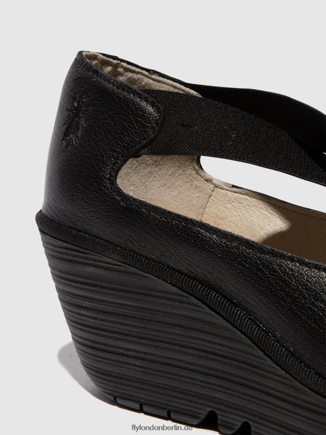 Frauen Fly London Schwarz elastische Schuhe yoly402 DP8RD8684