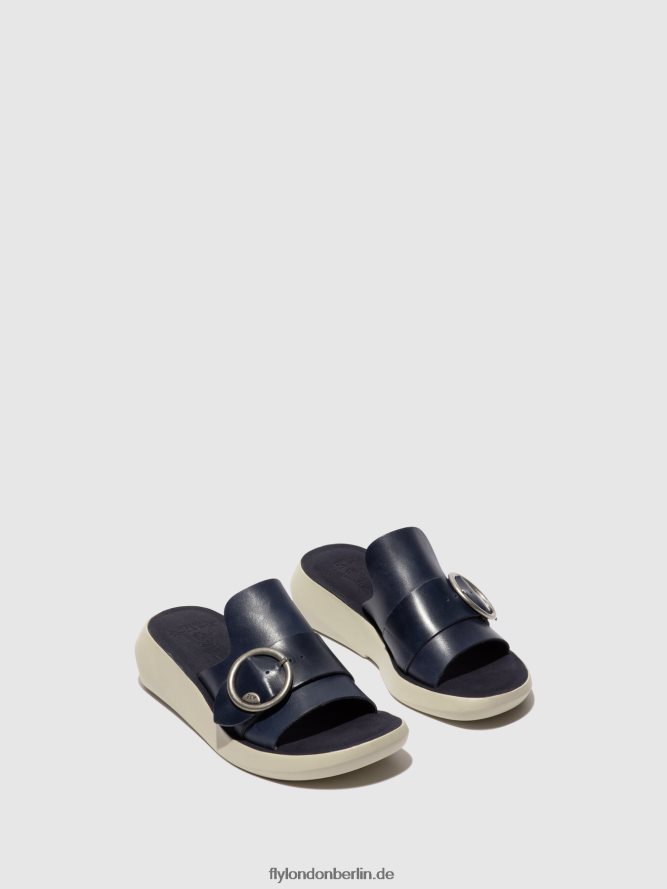 Frauen Fly London Blau Schnallenpantoletten beyd925 DP8RD8379