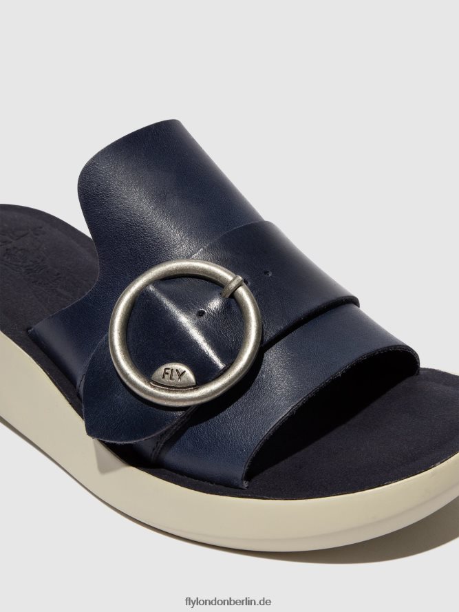 Frauen Fly London Blau Schnallenpantoletten beyd925 DP8RD8379