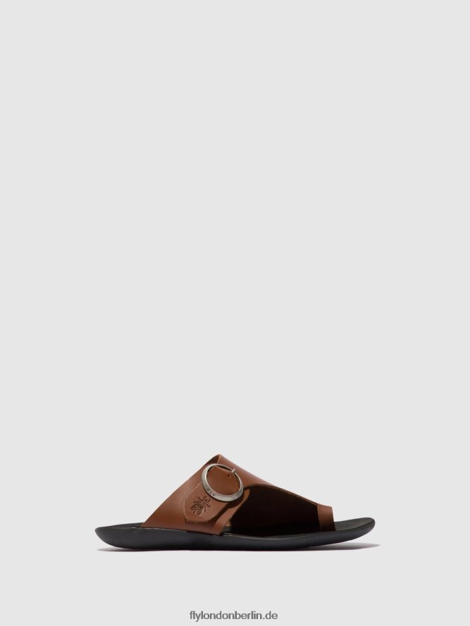 Frauen Fly London Cognac Pantoletten mit offener Zehenpartie, Mica758 DP8RD8382