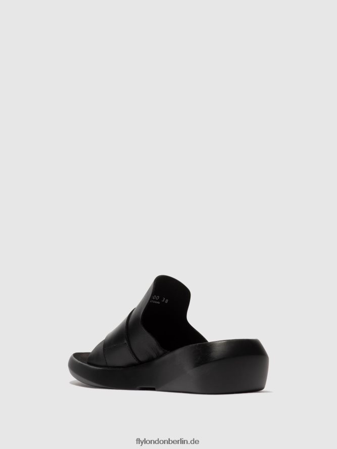 Frauen Fly London Schwarz Schnallenpantoletten beyd925 DP8RD8378