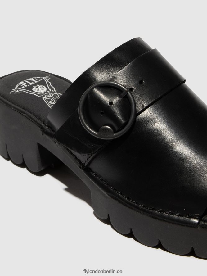 Frauen Fly London Schwarz Schnallenpantoletten eple519 DP8RD8370