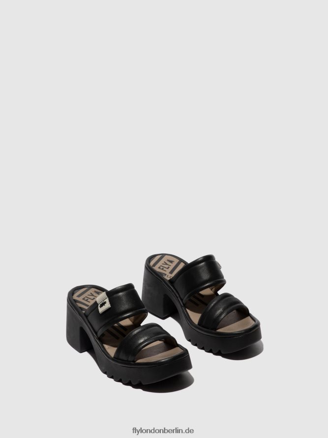 Frauen Fly London Schwarz Slip-On-Pantoletten mava432 DP8RD8362