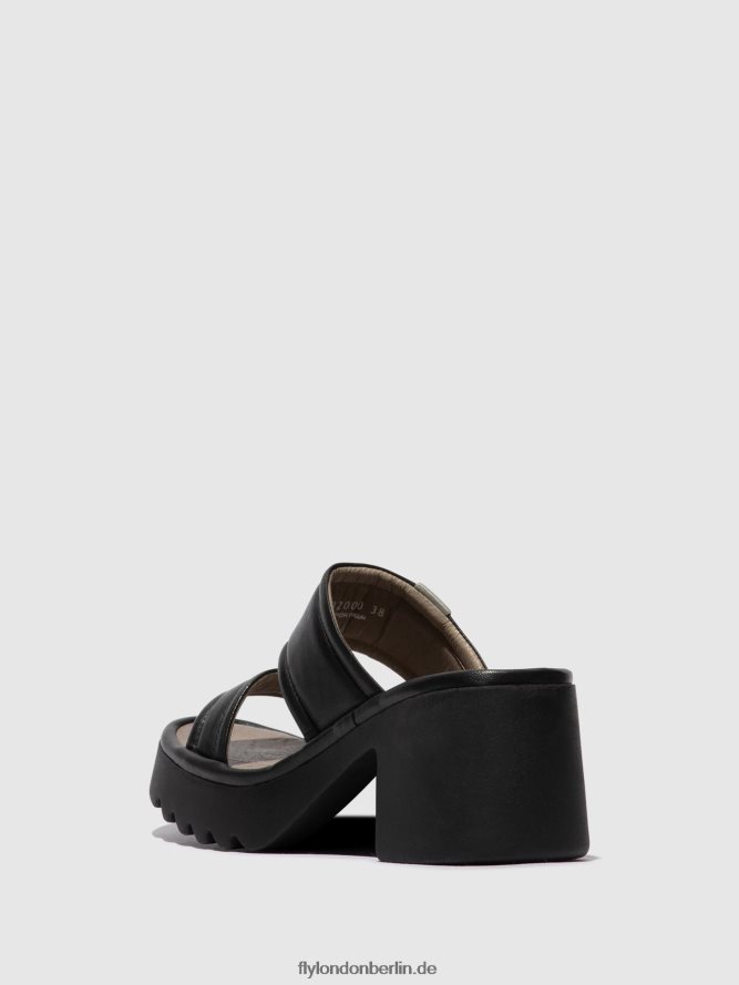 Frauen Fly London Schwarz Slip-On-Pantoletten mava432 DP8RD8362