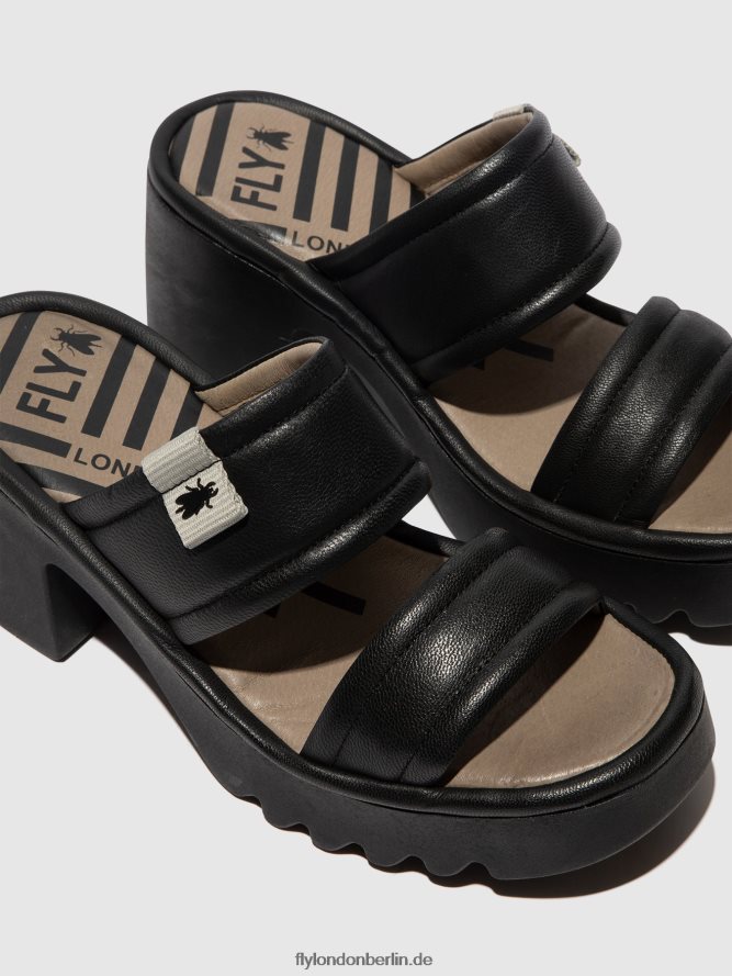 Frauen Fly London Schwarz Slip-On-Pantoletten mava432 DP8RD8362
