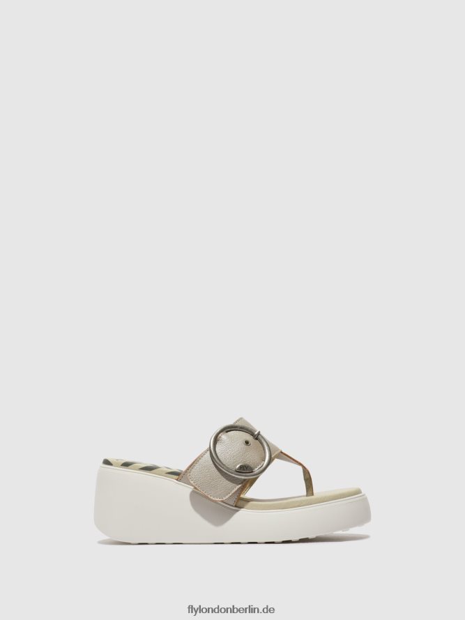 Frauen Fly London Silber Schnallenpantoletten dafi938 DP8RD8374