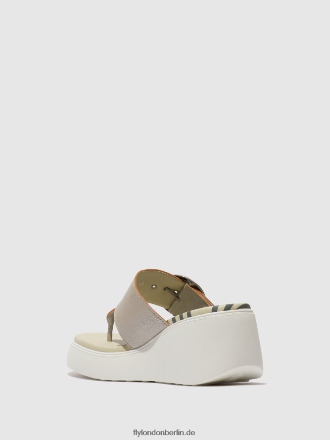 Frauen Fly London Silber Schnallenpantoletten dafi938 DP8RD8374