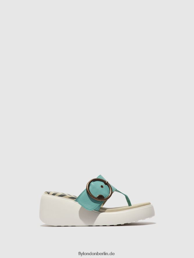 Frauen Fly London Türkis Schnallenpantoletten dafi938 DP8RD8375