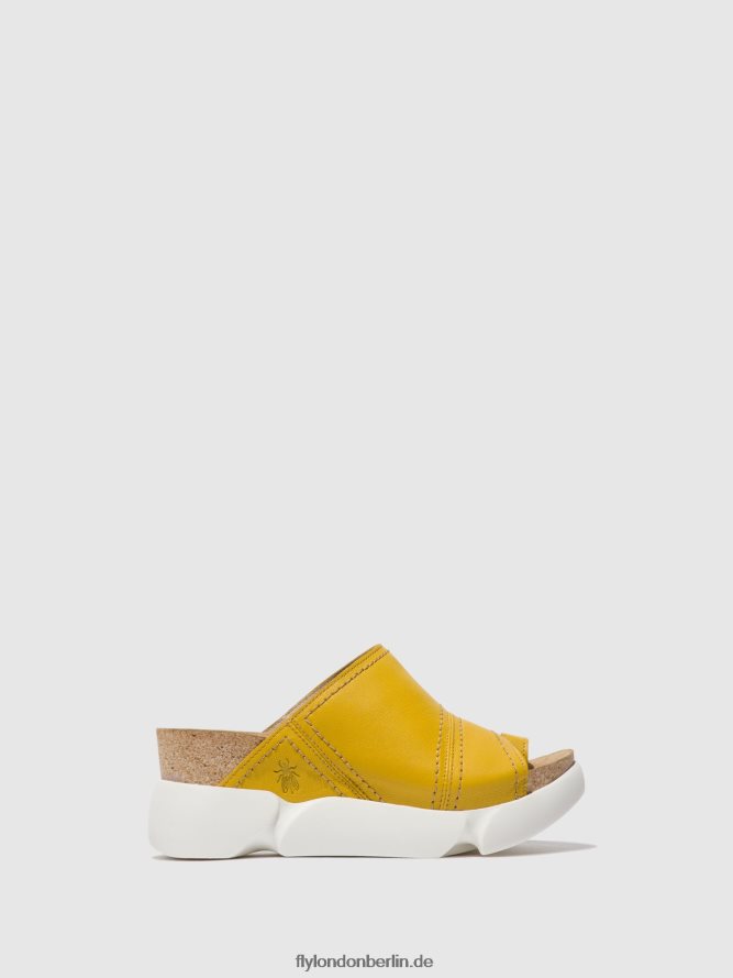 Frauen Fly London helles Gelb Pantoletten mit offener Zehenpartie sive866 DP8RD8381