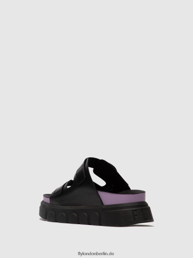Frauen Fly London schwarz (violett) Schnallenpantoletten cide946 DP8RD8376