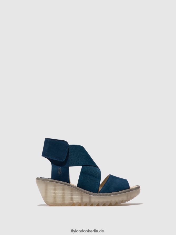 Frauen Fly London Blau Crossover-Sandalen yuba385 DP8RD8485