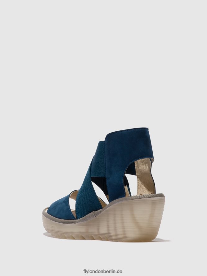 Frauen Fly London Blau Crossover-Sandalen yuba385 DP8RD8485