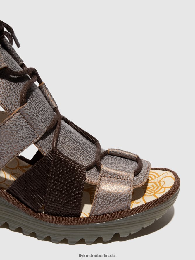 Frauen Fly London Bronze Schnürsandalen yaca413 DP8RD8472