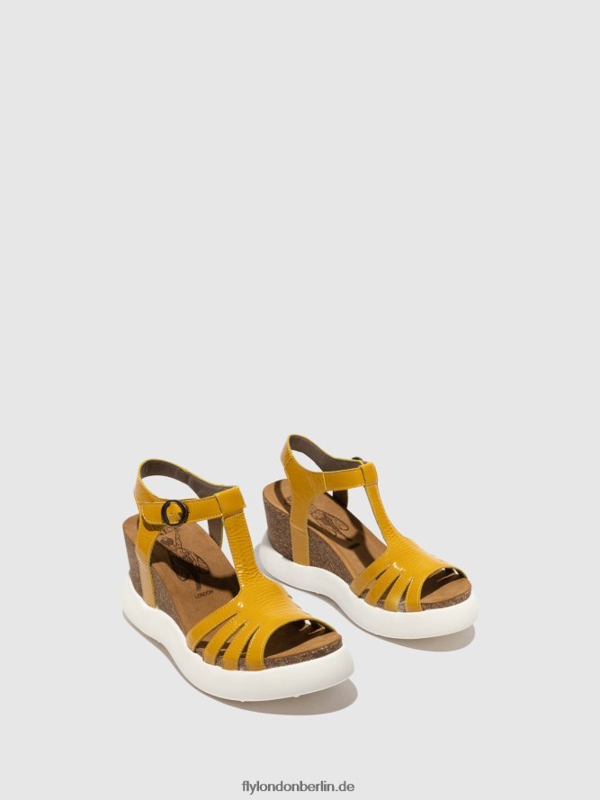 Frauen Fly London Gelb T-Riemen-Sandalen gait959 DP8RD8410