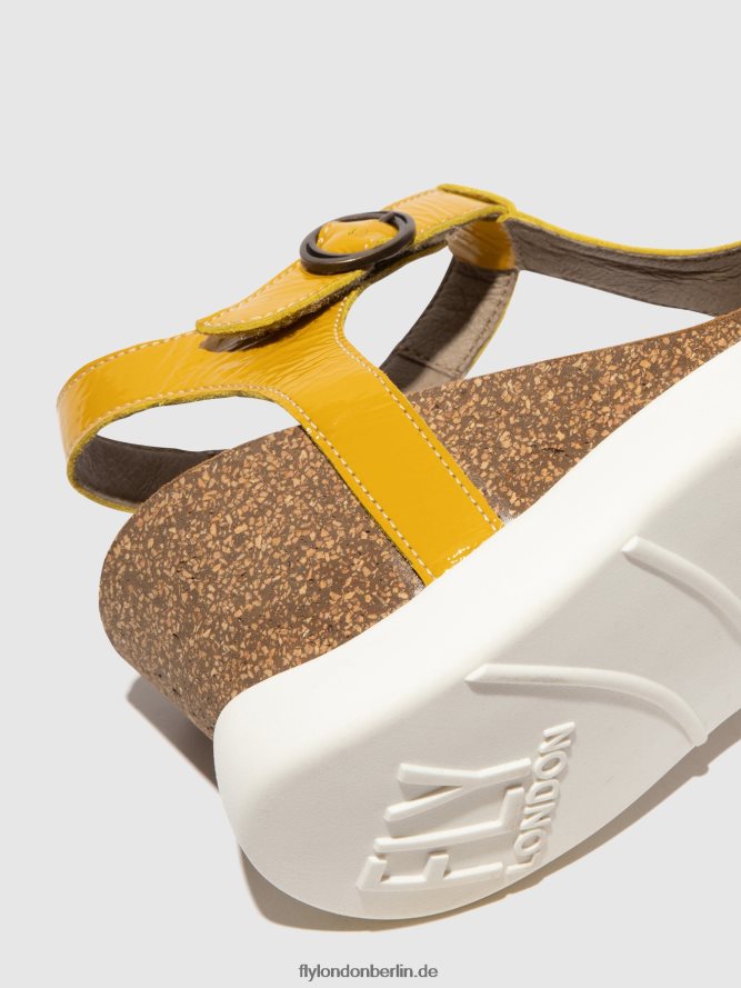 Frauen Fly London Gelb T-Riemen-Sandalen gait959 DP8RD8410
