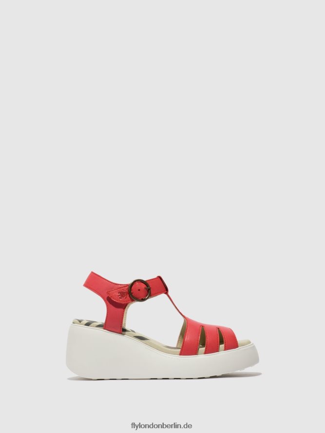 Frauen Fly London Himbeere T-Riemen-Sandalen duma955 DP8RD8415