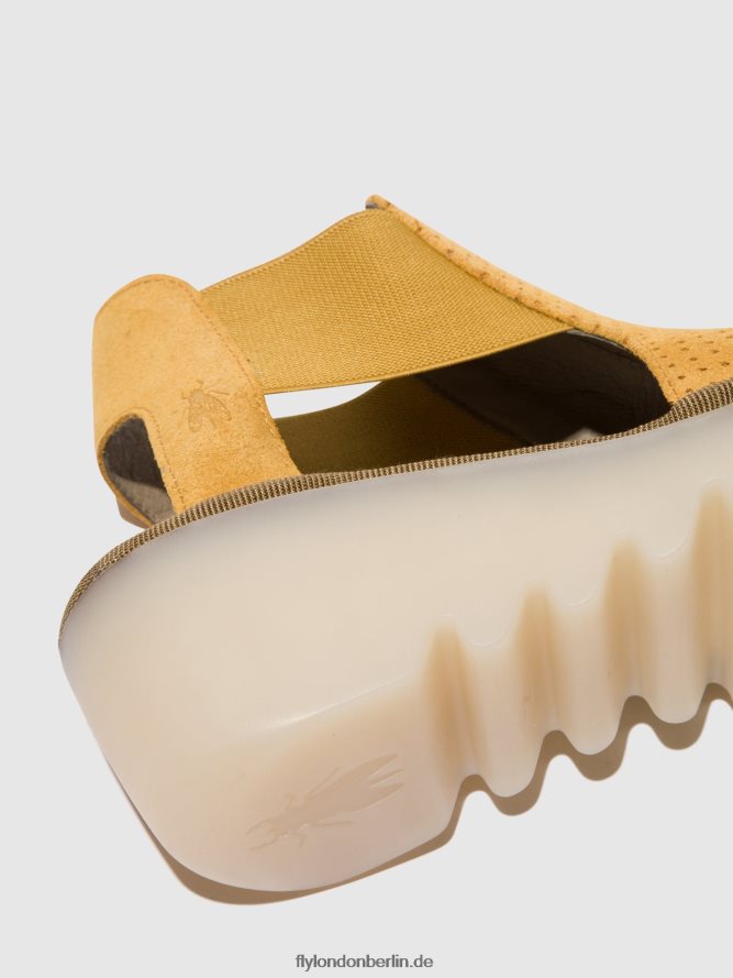 Frauen Fly London Honig elastische Sandalen biga412 DP8RD8481