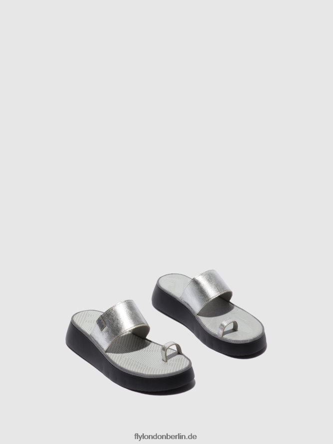 Frauen Fly London Idra-Silber Riemchensandalen chev316 DP8RD8601