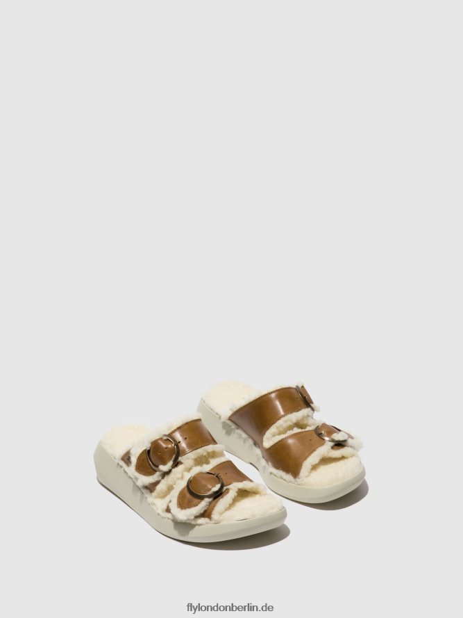Frauen Fly London Kamel Slip-On-Sandalen buga902 DP8RD8514