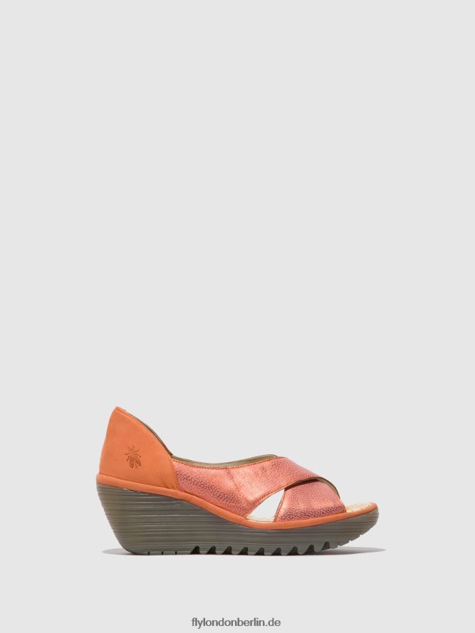 Frauen Fly London Lachs/Pfirsich Crossover-Sandalen yoma307 DP8RD8564
