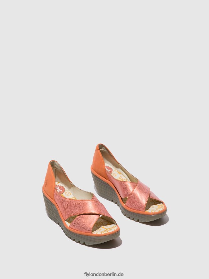 Frauen Fly London Lachs/Pfirsich Crossover-Sandalen yoma307 DP8RD8564