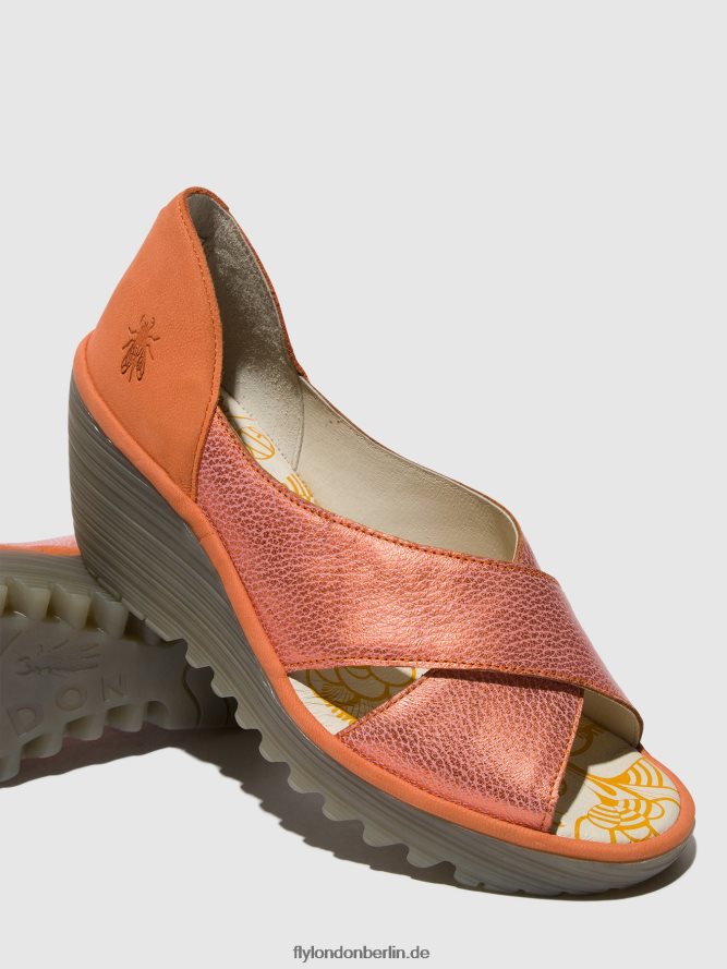 Frauen Fly London Lachs/Pfirsich Crossover-Sandalen yoma307 DP8RD8564