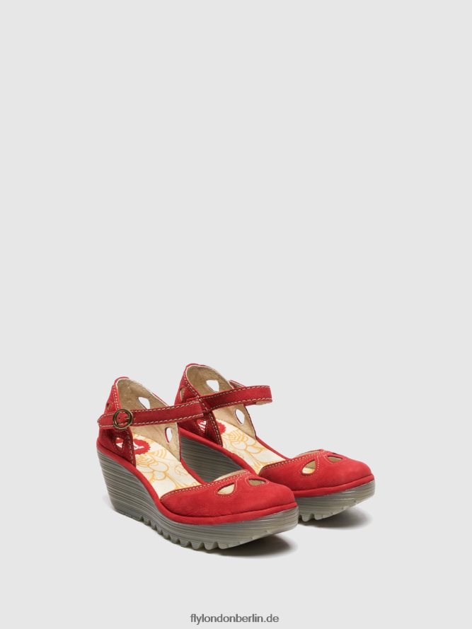 Frauen Fly London Lippenstift rot Keilsandaletten Yuna DP8RD8617