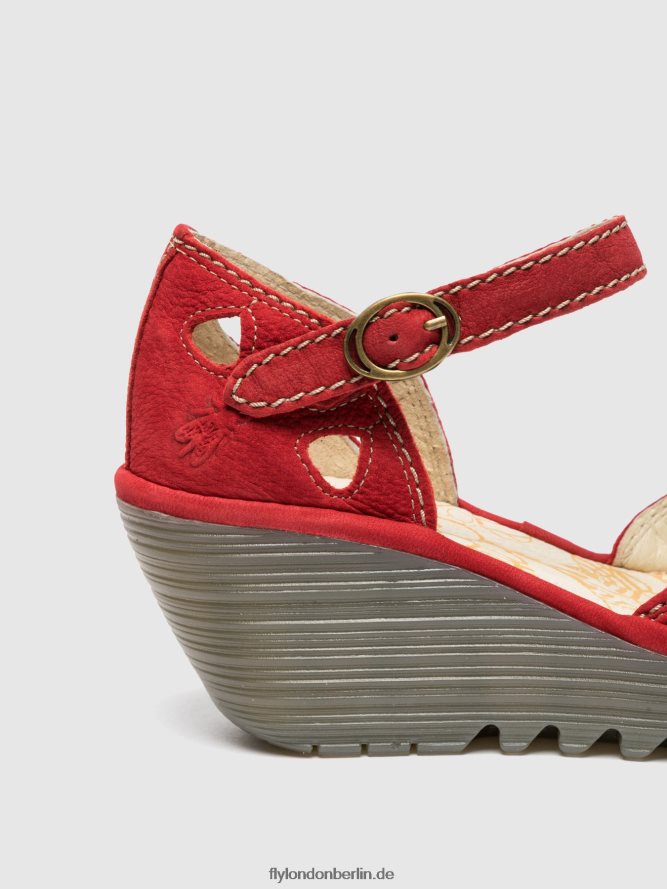 Frauen Fly London Lippenstift rot Keilsandaletten Yuna DP8RD8617