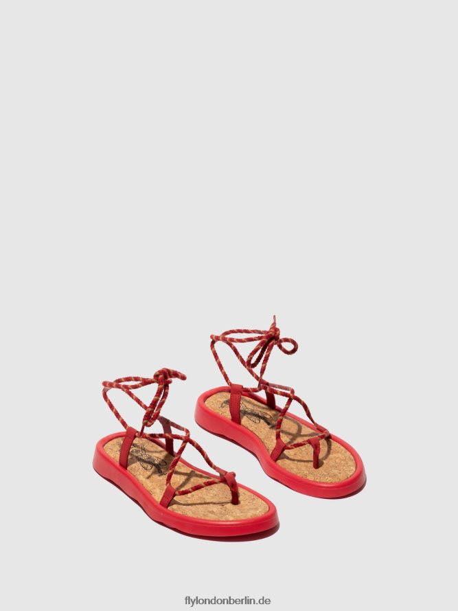 Frauen Fly London Lippenstift rot Schnürsandalen tace874 DP8RD8553