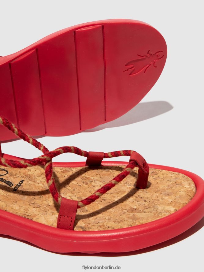Frauen Fly London Lippenstift rot Schnürsandalen tace874 DP8RD8553