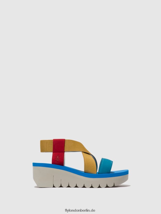 Frauen Fly London Lippenstift rot/gelb/azurblau Slingback-Sandalen yabi922 DP8RD8448