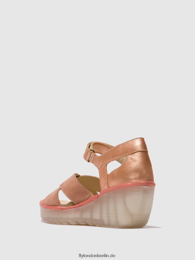 Frauen Fly London Rosa/Rougegold Knöchelriemensandalen yent365 DP8RD8504