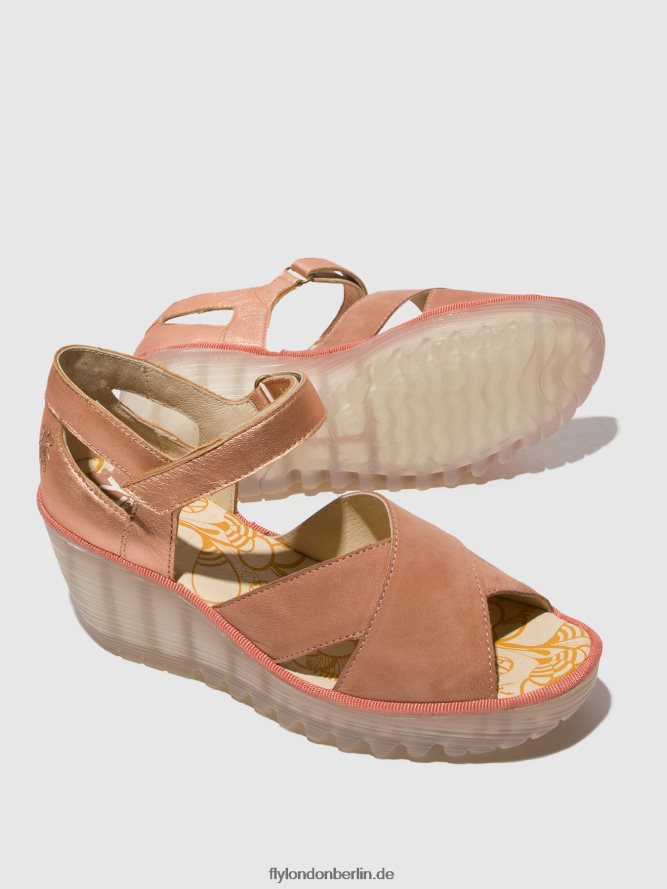 Frauen Fly London Rosa/Rougegold Knöchelriemensandalen yent365 DP8RD8504