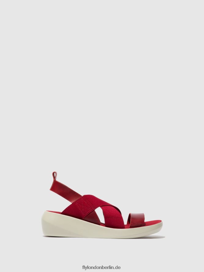 Frauen Fly London Rot Crossover-Sandalen baji848 DP8RD8591