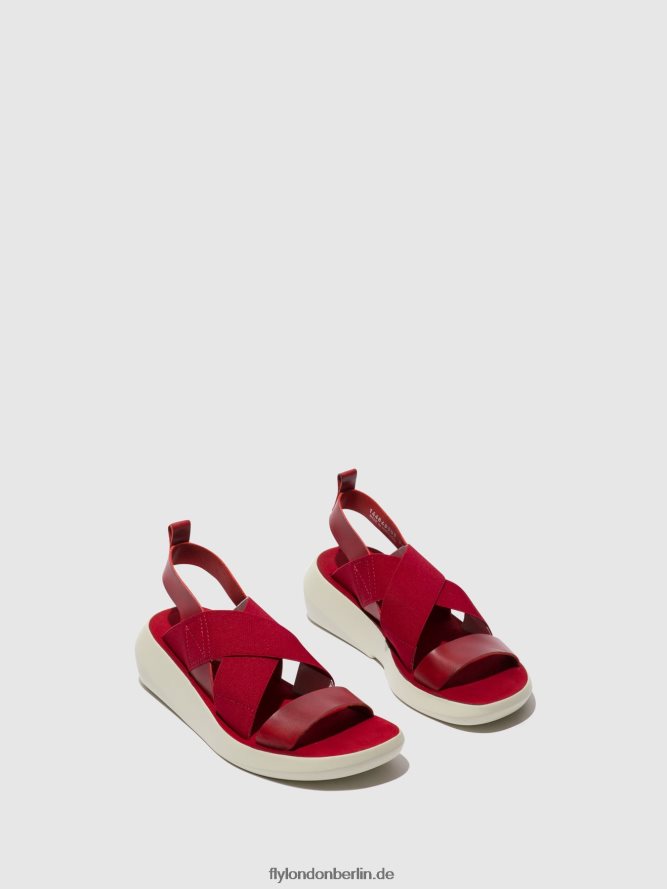 Frauen Fly London Rot Crossover-Sandalen baji848 DP8RD8591