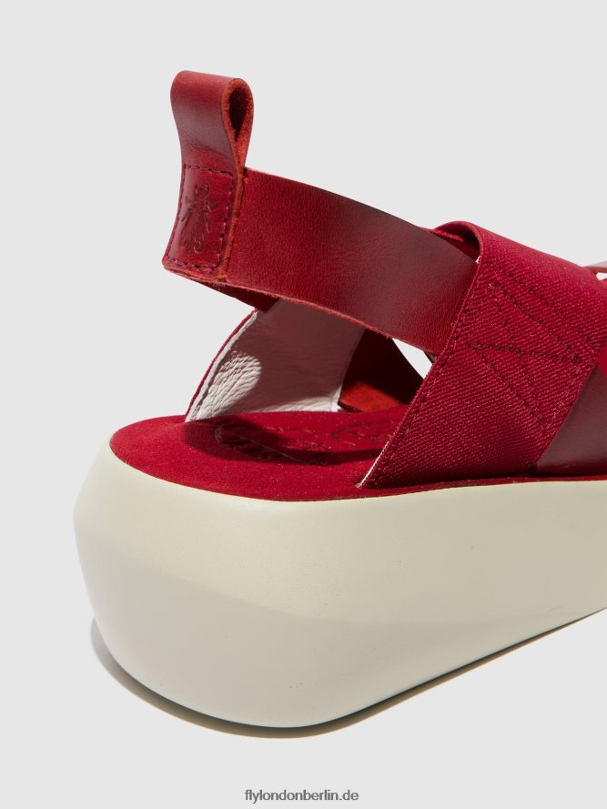 Frauen Fly London Rot Crossover-Sandalen baji848 DP8RD8591