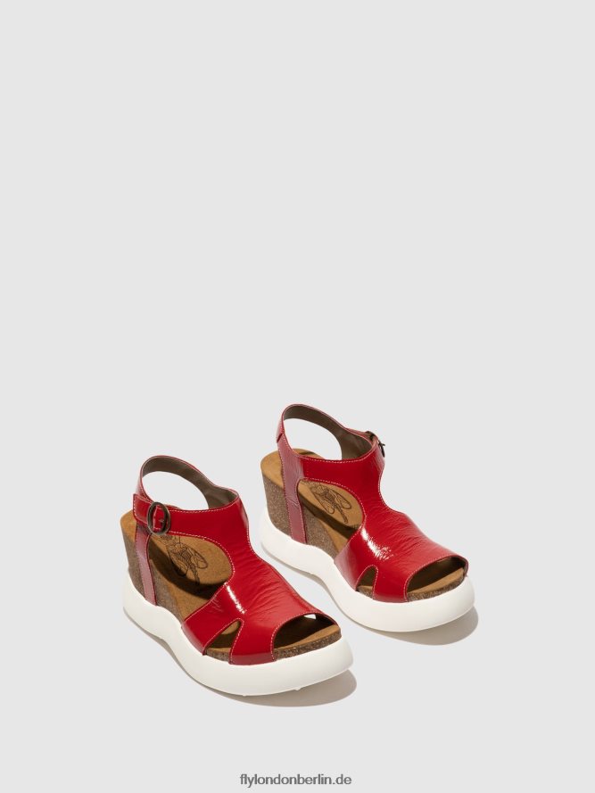 Frauen Fly London Rot Schnallensandalen gova962 DP8RD8495