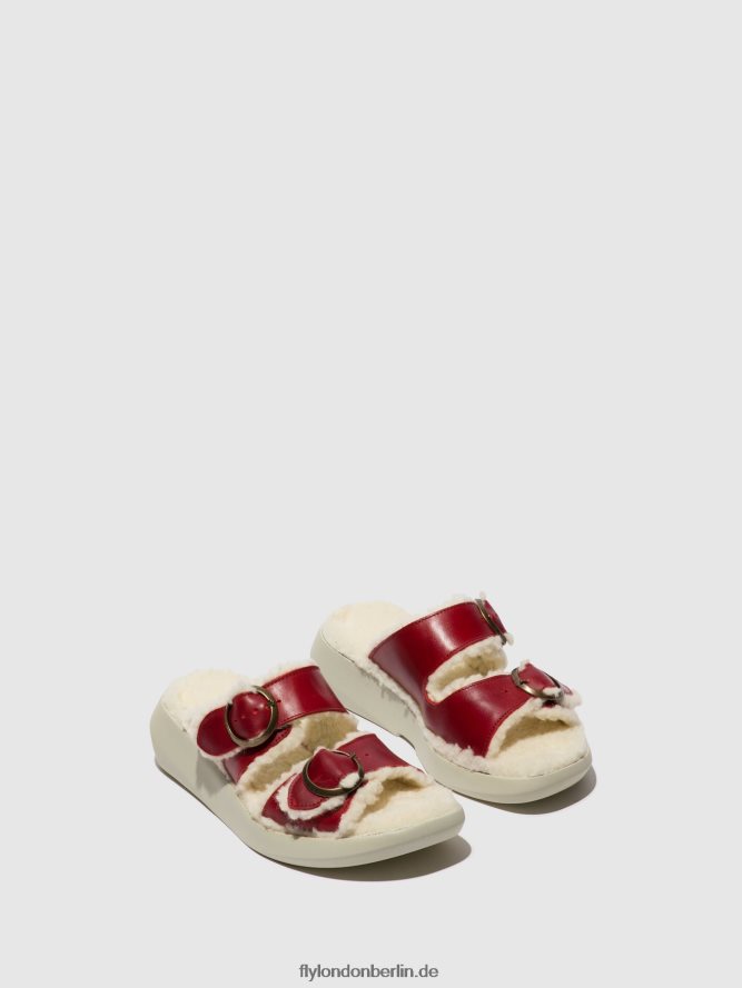 Frauen Fly London Rot Slip-On-Sandalen buga902 DP8RD8516