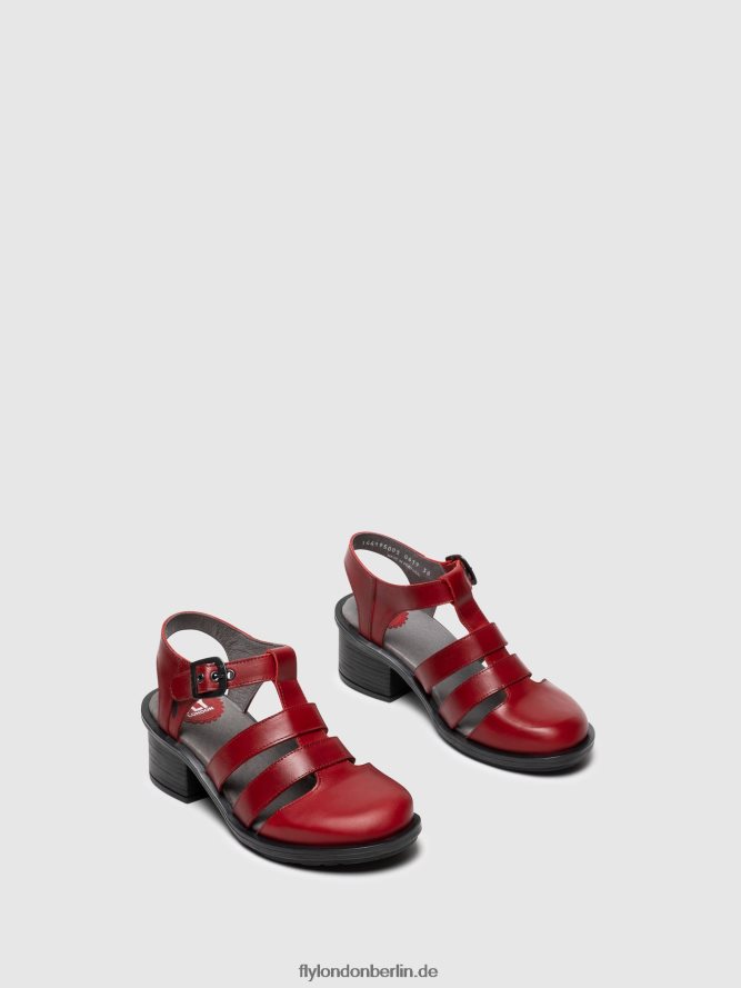 Frauen Fly London Rot T-Riemen-Sandalen cahy195 DP8RD8412