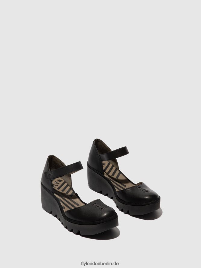 Frauen Fly London Schwarz Knöchelriemensandalen biso305 DP8RD8512