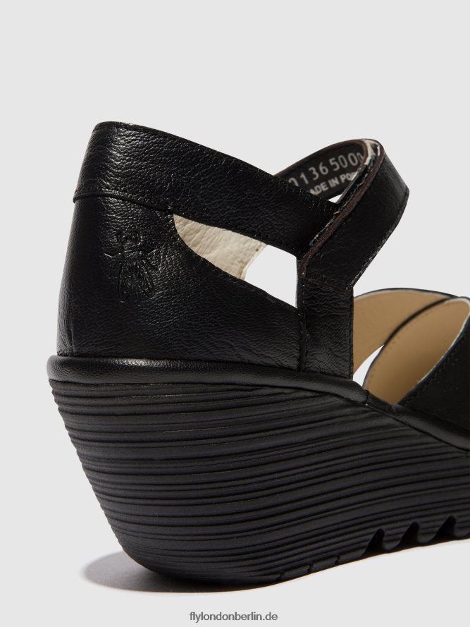 Frauen Fly London Schwarz Knöchelriemensandalen yent365 DP8RD8566