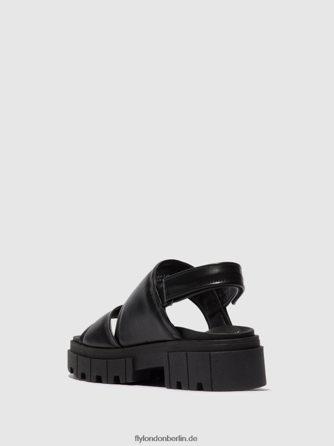 Frauen Fly London Schwarz Slingback-Sandalen jira865 DP8RD8542