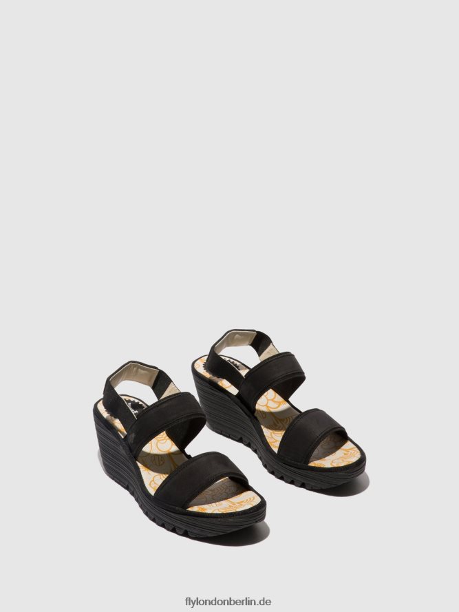 Frauen Fly London Schwarz Slingback-Sandalen yaco416 DP8RD8437